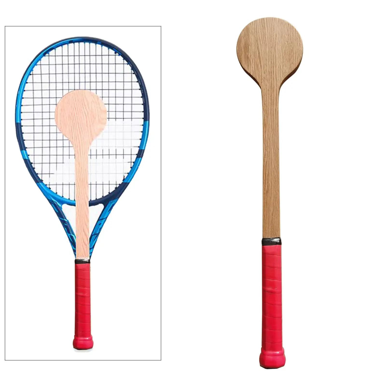 Wooden Tennis Racket Sweet Spot Practice Paddle Trainer for Grip and Accurate Batting in Tennis