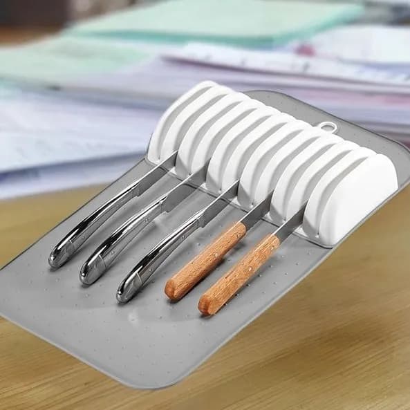 11 slot knife fork storage rack, kitchen knife holder with hanging storage rack, multifunctional kitchen knife storage rack