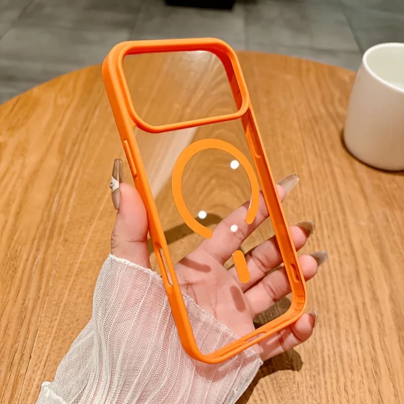Magnetic Absorption Transparent Case for iPhone 17 Series Anti Shock Frosted Back Cover Camera Lens Protection Fingerprint Resistant Ultra Thin Case