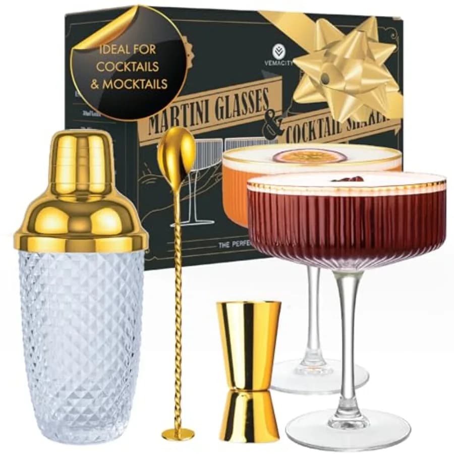 Set di Lusso Espro per Cocktail in Oro + 2 Shaker Espro - Kit Cocktail con Filtro Integrato e Shaker Scanalati da 10oz