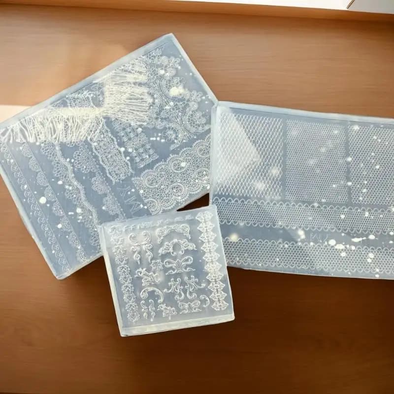 Stampo per unghie in silicone trasparente 3D – Modelli fai da te per decorazioni in pizzo e nastro per nail art e creazioni di gioielli