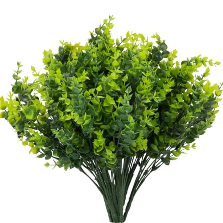 8 Bundles UV Resistant and Non-Fading Artificial Boxwood Shrubs - Fake Greenery Plants for Outdoor Indoor, Farmhouse, Garden, P