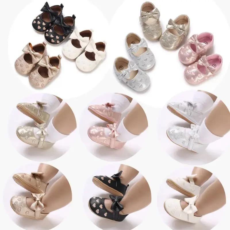 Nuove scarpe da principessa per bambina, con cuore ricamato e fiocco, suola morbida, per primi passi, per bambine da 0 a 18 mesi