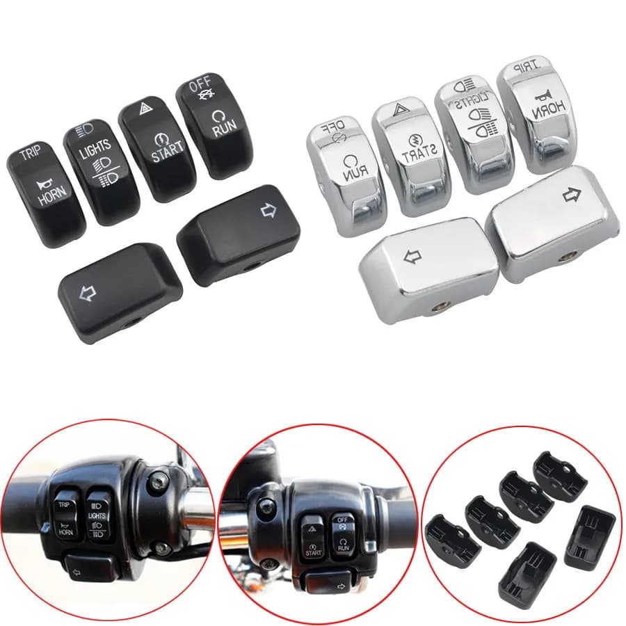 Moto Manubrio Interruttore di Controllo Caps Nero/Cromo Interruttore Alloggiamento Pulsante di Copertura Per Harley Sportster XL883 1200 Dyna Softail Fatboy