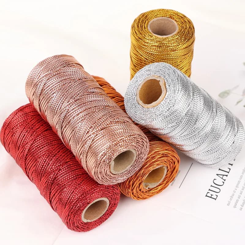 100 m/rotolo 1.5mm oro e argento filo metallico cavo imballaggio corda ornamento stringa per fai da te festa di nozze regalo di Natale Decor