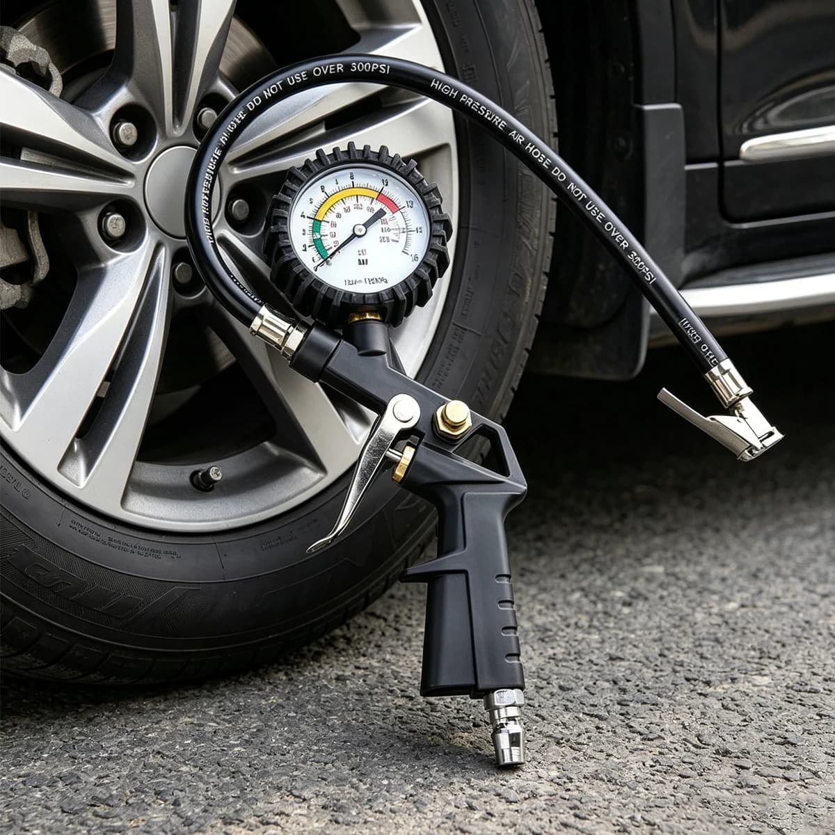 220PSI Car Multifunctional Motorcycle Pneumatic Air Pressure Monitoring Meter Compressor Dial Meter Inflator Pump Tools