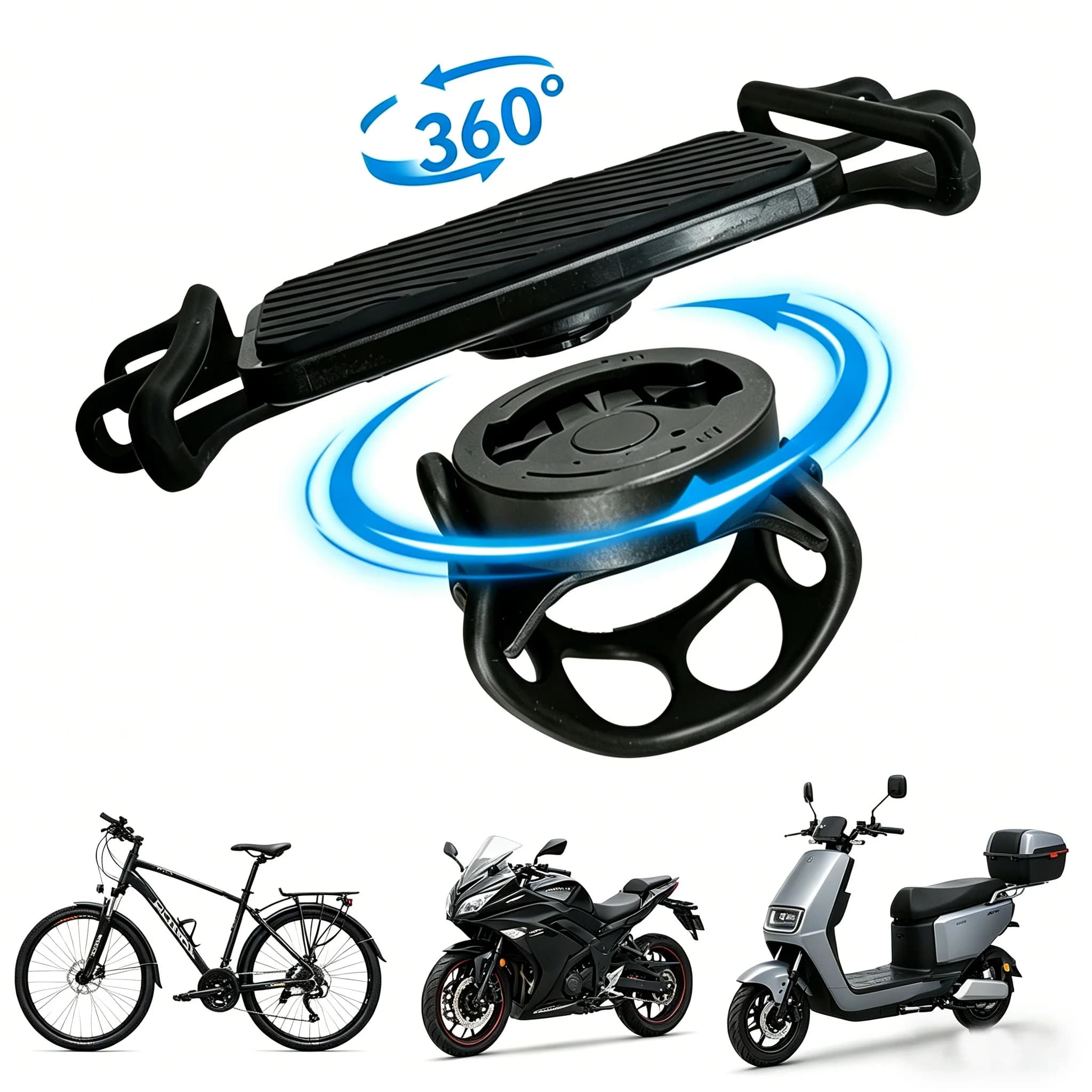 SUKOU 360 ° Supporto Girevole per Telefono da Bicicletta a Sgancio Rapido, Compatibile con Smartphone da 4-7 Pollici, Universale per la Maggior Parte delle Biciclette