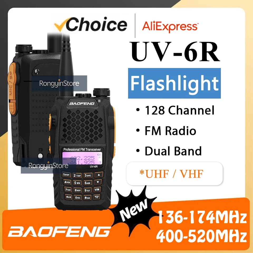 Baofeng UV-6R UV6R Dual Band VHF UHF 136-174 MHz e 400-520 MHz Radio bidirezionale UV 6R Radio bidirezionali FM Walkie Talkie per la caccia
