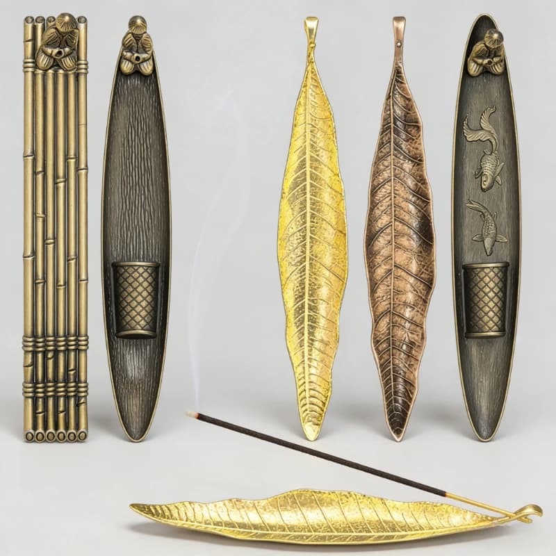 Portaincenso Creativo a Forma di Barca con Vecchi Pescatori, Stile Giapponese, Bruciatore per Bastoncini d'Incenso, Ornamento Aromaterapico, Decorazione per la Casa