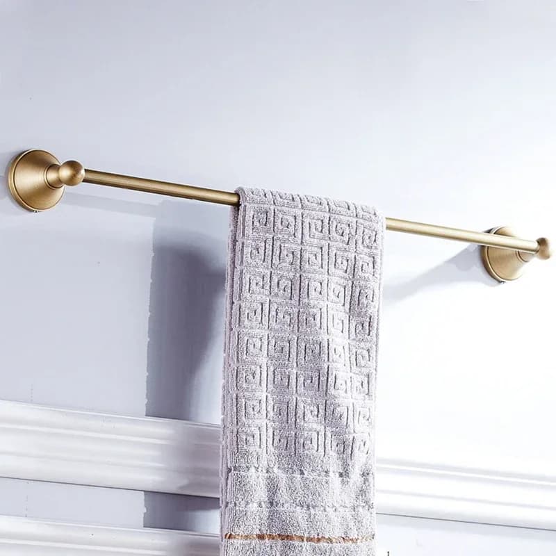 Portasciugamani da parete singolo in ottone anticato da 60 cm, porta asciugamani da bagno, barra appendi asciugamani, accessori per il bagno