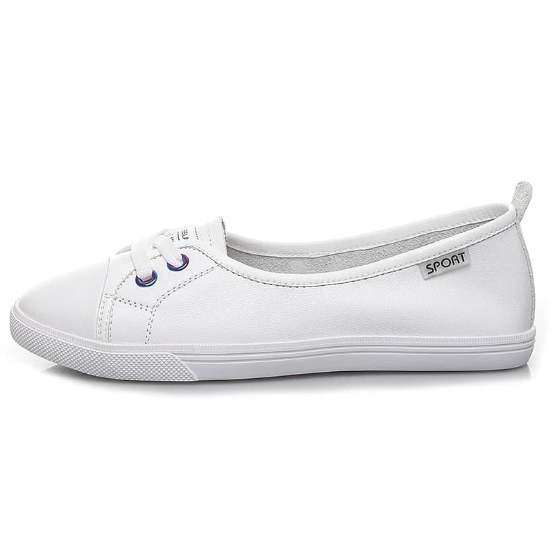 Nuove Scarpe Basse da Donna 2026, Slip-On Casual in Vera Pelle, Sneakers Traspiranti e Comode, Scarpe Bianche per Signore
