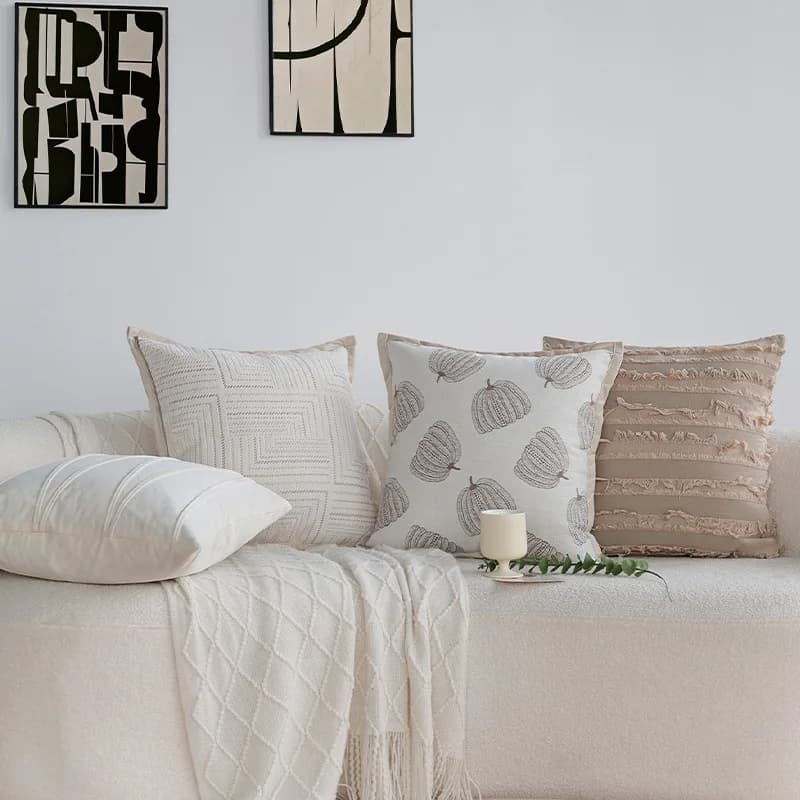 Creamy Pillowcase French Sofa Cushion Cover Cozy Living Room Chenille Pillow Case Elegant Bay Window Decorative Pillow Cover