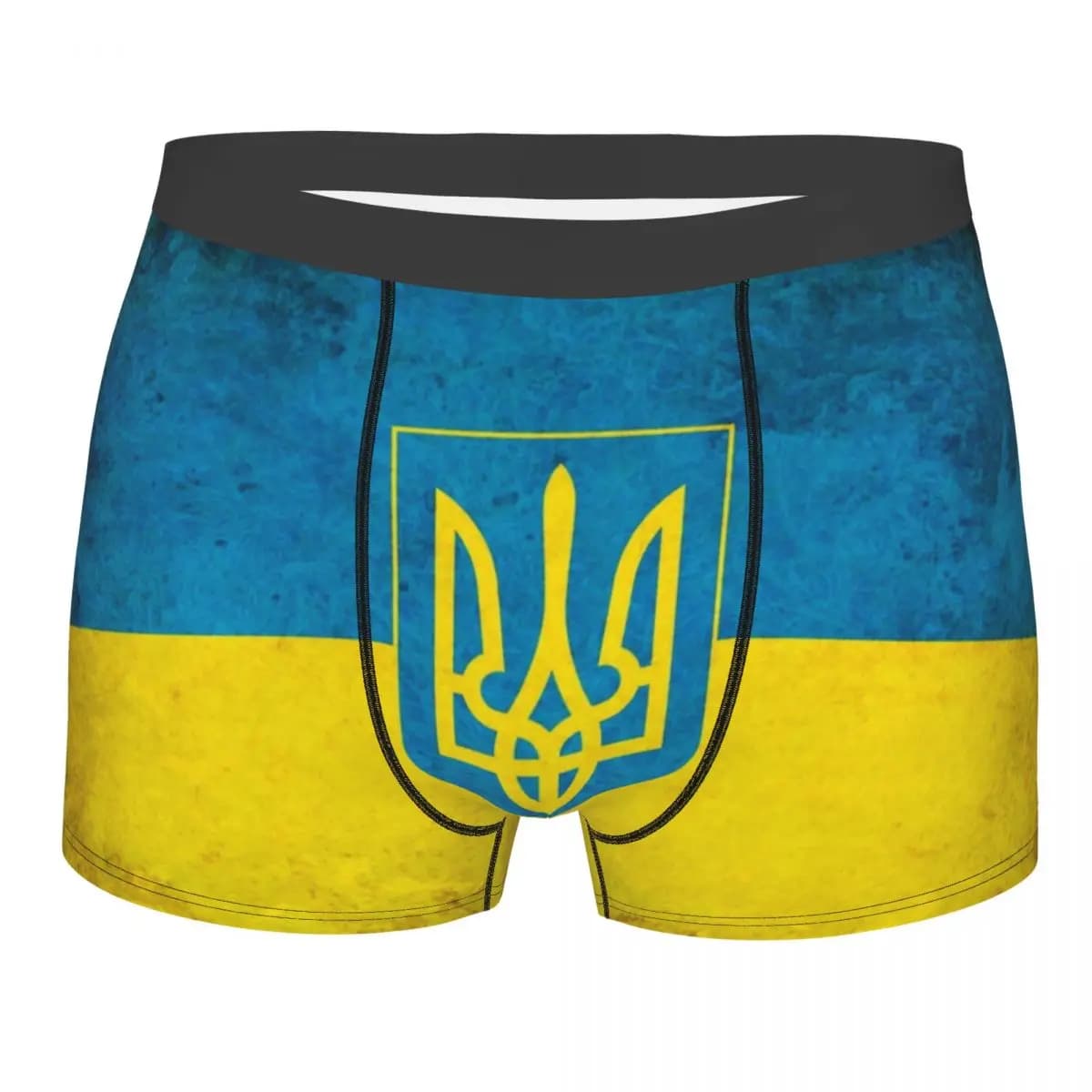 Mutande boxer traspiranti da uomo con stemma personalizzato della bandiera dell'Ucraina