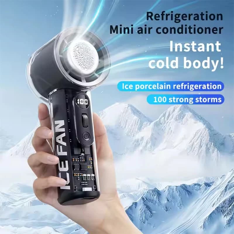 Mini Ventilatore Portatile con 100 Velocità, Batteria USB Ricaricabile da 3000mAh, Display Digitale LED per Viaggi, Campeggio e Attività all'Aperto