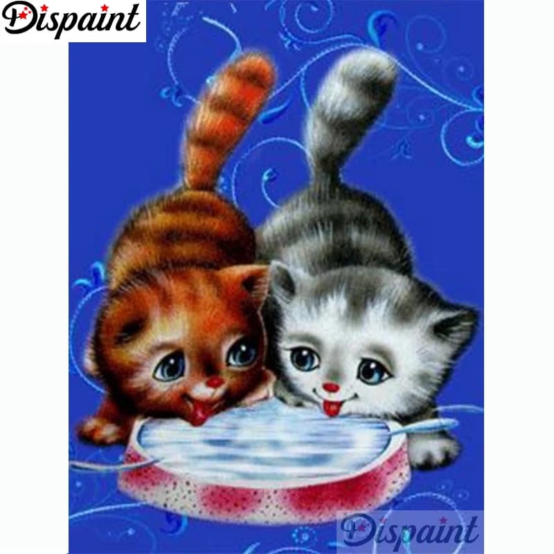 Dispaint Pieno Quadrato/Rotondo Trapano 5D Pittura Diamante FAI DA TE "Animale gatto scenario" Ricamo Punto Croce 5D Complementi Arredo Casa A11318