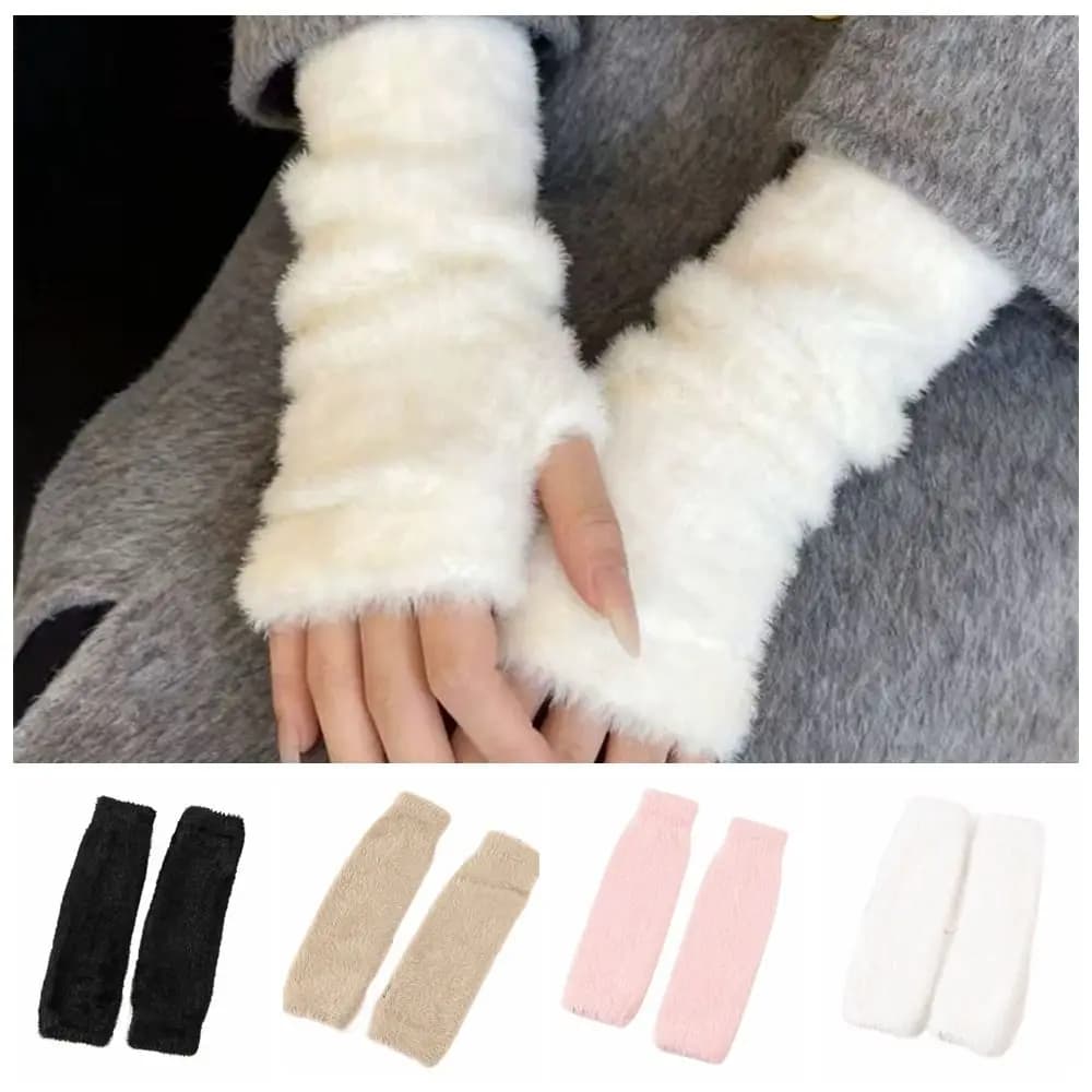 Hand Covers Korean Style Knitted Warm Sleeves Hole Y2k Woolen Gloves Solid Color Spicy Girl Warm Arm Covers Streetwear