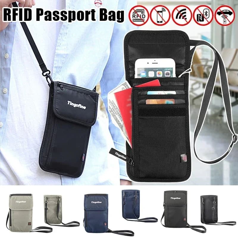 2025 Nuovo pacchetto per passaporto da viaggio Pacchetto documenti multifunzione Clip per passaporto impermeabile Borsa identificativa RfID Borsa da collo appesa all'estero