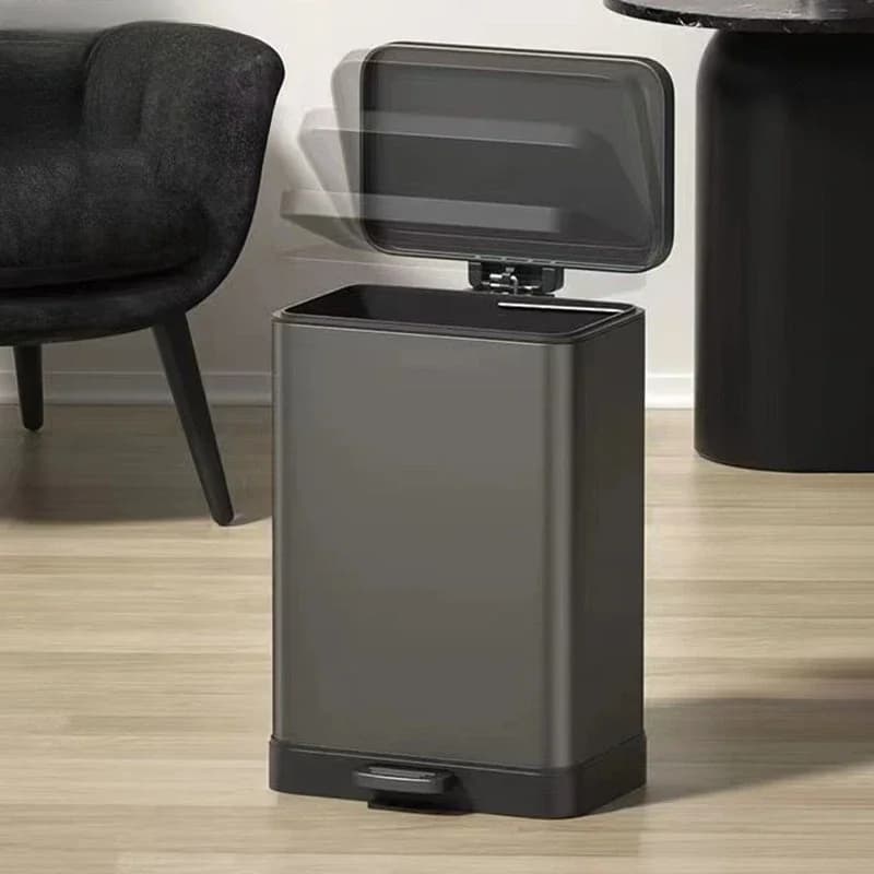 Large Capacity Waste Bins Food Waste Recycle Trash Can Kitchen Wastebasket Stainless Steel Litter Bins Pedal Cleaning Dustbin