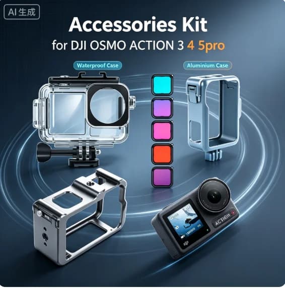 45M Diving Waterproof Case For DJI OSMO Action 5pro 4 3 Camera Accessories Plastic Housing with Aluminium Protective Shell