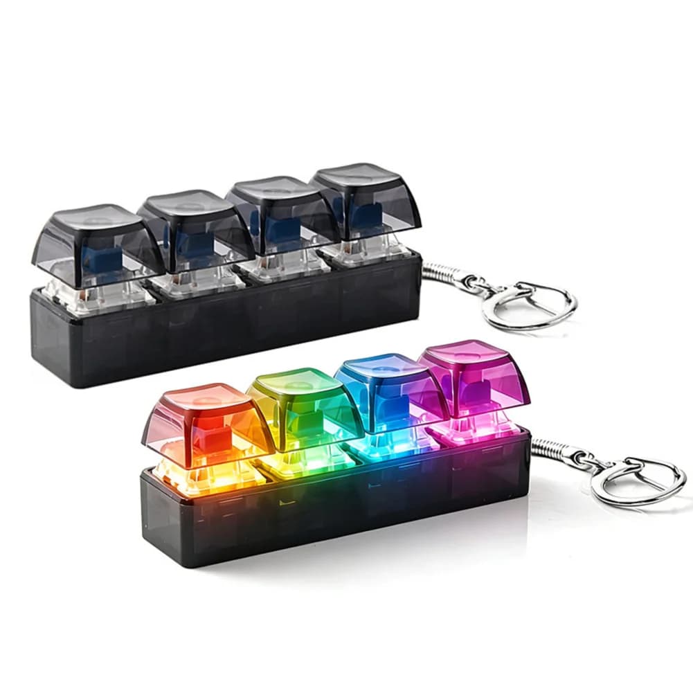 1PC Portachiavi con tastiera luminosa, antistress, con pulsante LED cliccabile, giocattolo per persone con ansia, accessorio da scrivania per ufficio
