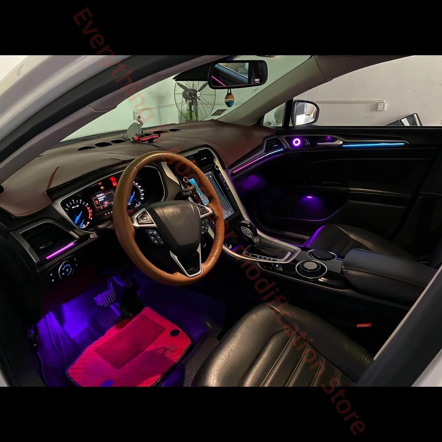 Environmental Light for Ford Fusion Mondeo 2013-2020 Update of automotive interior lighting Auto parts Carbon fiber glowing horn ring grai