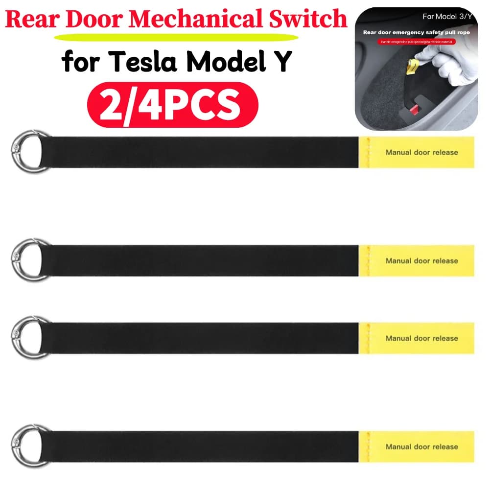 2/4 pcs back door emergency safety rope for Tesla mode Y switch mechanical handle button emergency extractor car accessories