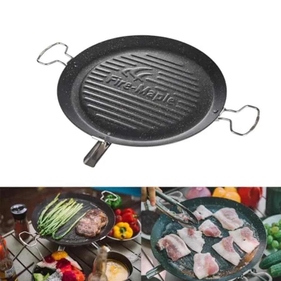 Piastra per Griglia da Campeggio Antiaderente, Portatile per Esterni, per Fornello, BBQ, Piastra a Gas per Fornello da Campeggio, Superfici Scanalate 31