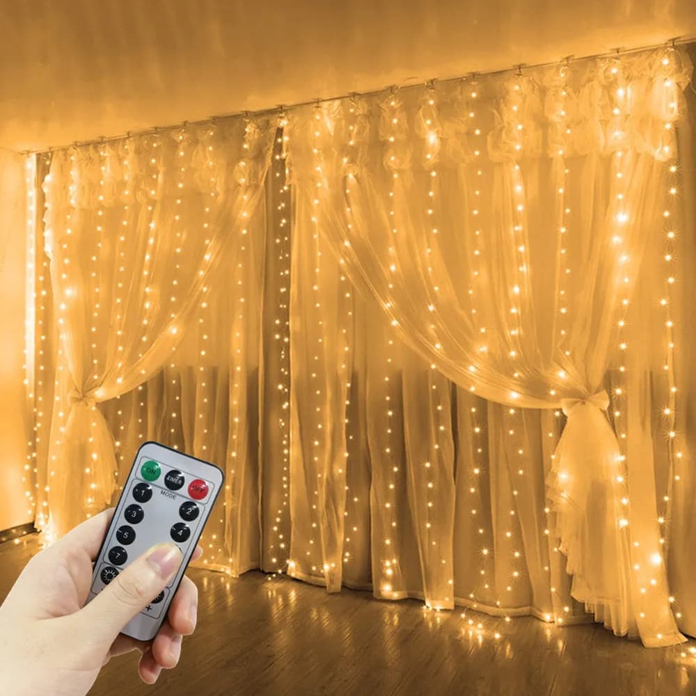 3x3m/6x3m LED Wedding Curtain Garland Fairy USB Lights String with Remote Control for Christmas New Year Party Room Decoration