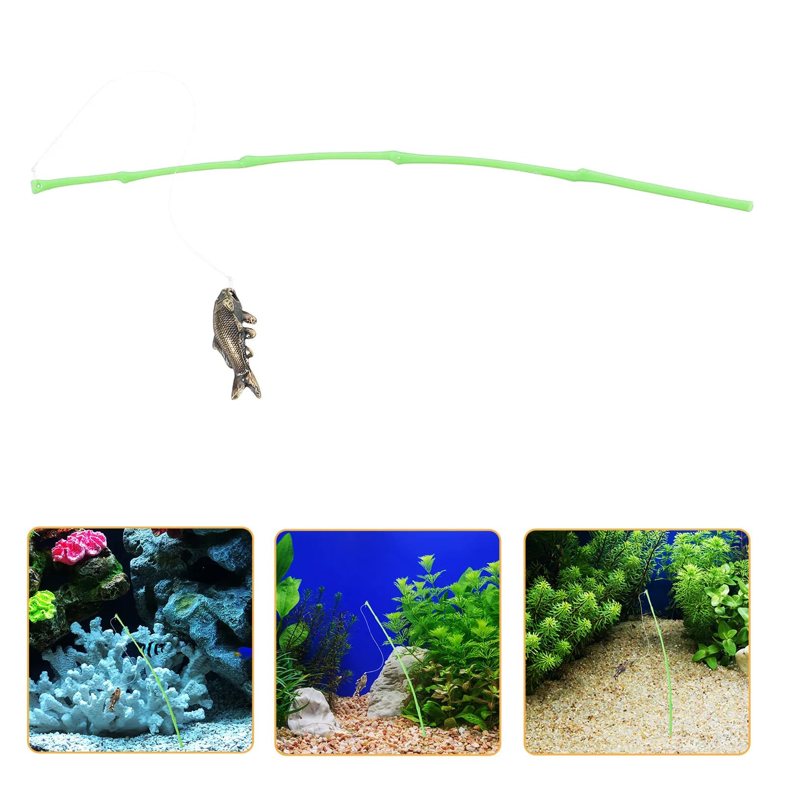 Delicate Mini Fishing Rod Decor Resin Material Perfect for Mini Aquariums Small Scale Ornamental Fishing Pole Desktop Miniature