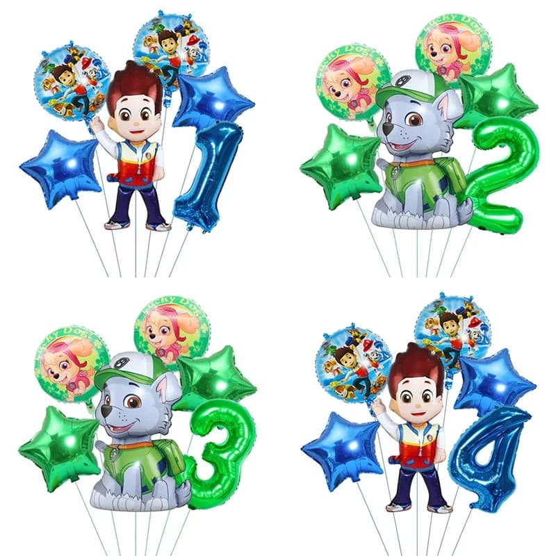 6 pz Nuovo Cartoon Paw Patrol Compleanno Palloncini Set Ryder Rocky Numero Palloncini Ragazzo Cani Compleanno Baby Shower Articoli Decorativi
