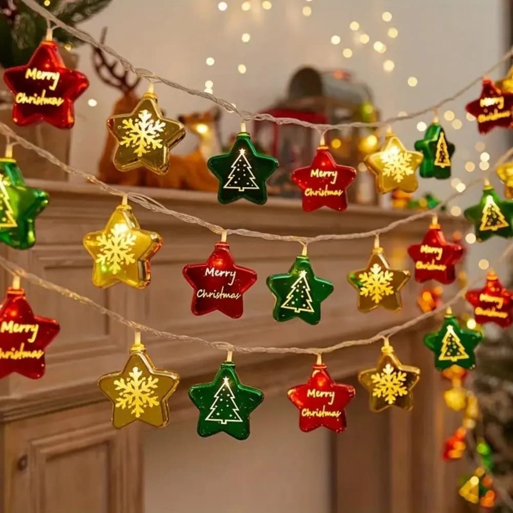 Stringa luminosa a sfera cava con scatola batteria natalizia da 1 PC, senza batteria, utilizzata per feste, stanze, decorazioni per l'albero di Natale