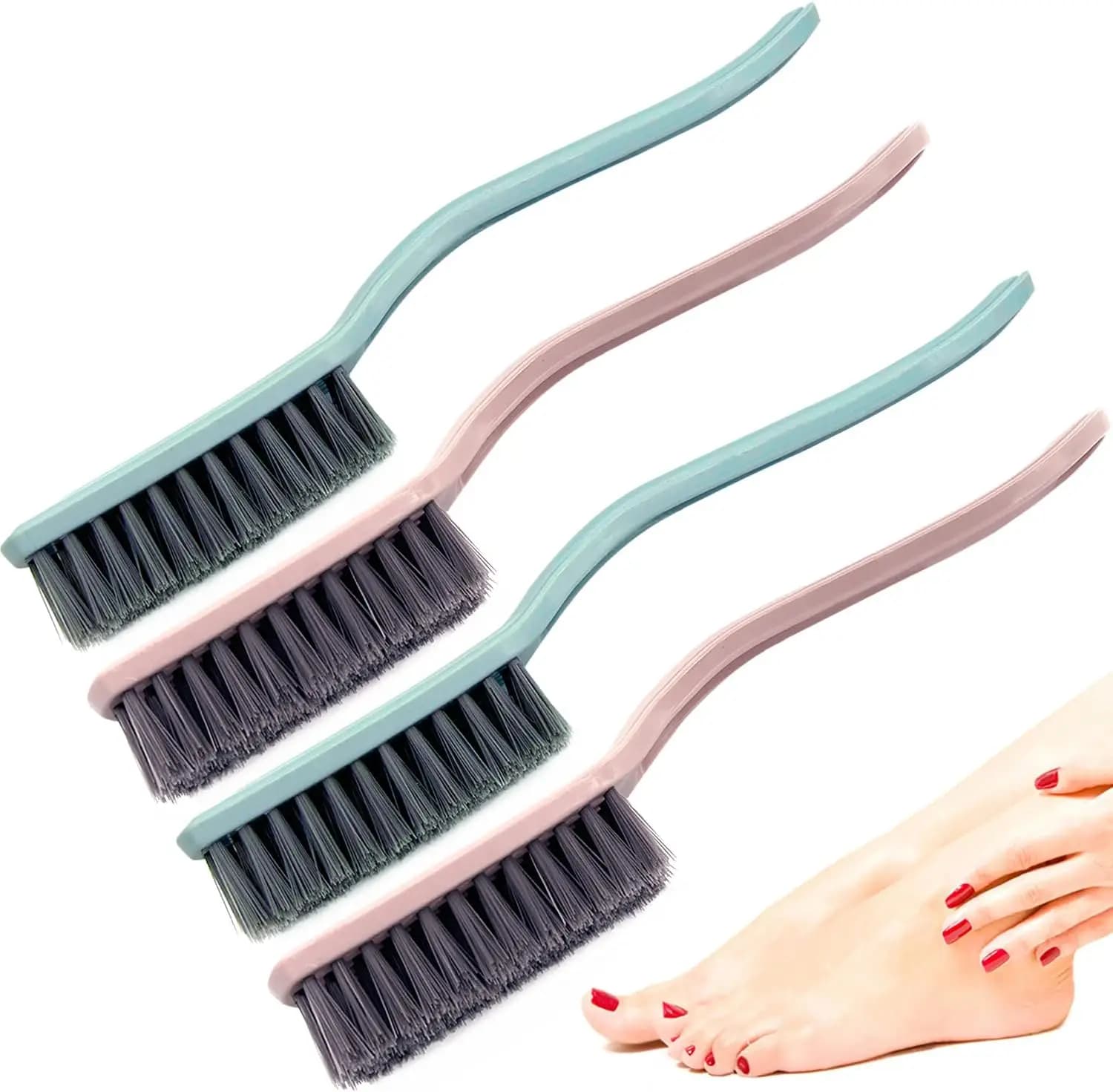 Spazzola per Unghie e Piedi con Manico Curvo, Spazzola per Pulizia di Casa, Lavanderia, Scarpe, Vestiti, Dita dei Piedi e Unghie