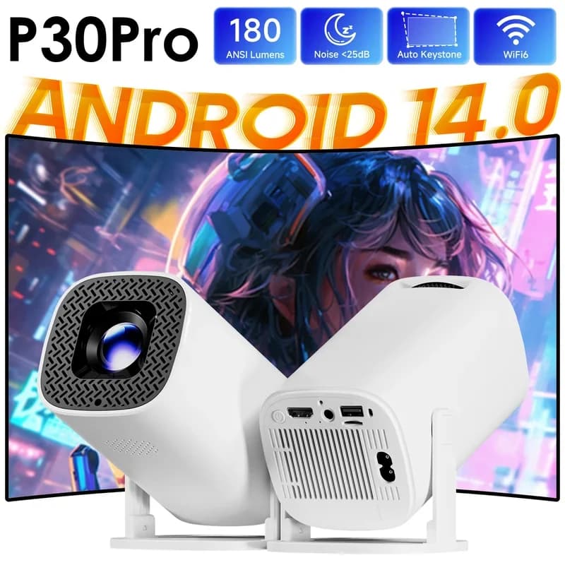 Nuovo Proiettore Smart Mini P30PRO 2026 con Android 14, WiFi6, BT 5.0, Supporto 4K e Screen Mirroring per Home Theater