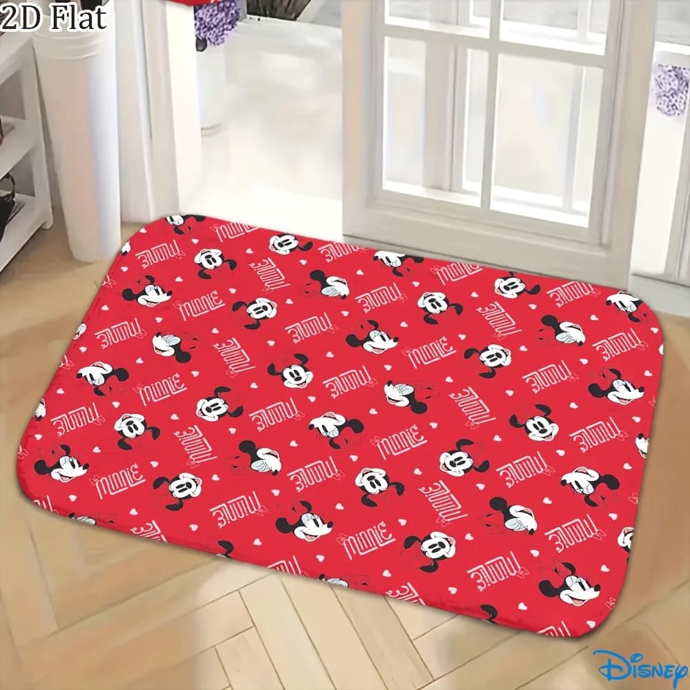 1 tappetino da bagno in flanella con cuore rosso Minnie | Solo lavaggio a mano, tessuto non spazzolato, adatto per ingresso, camera, uso interno, ideale