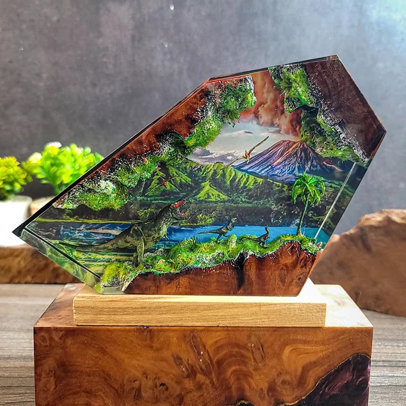 Table Resin Lamp Dinosaur Figure Colorful Night Light Customized Movie Scence Creative Artistic Desktop Home Decor USB Charge