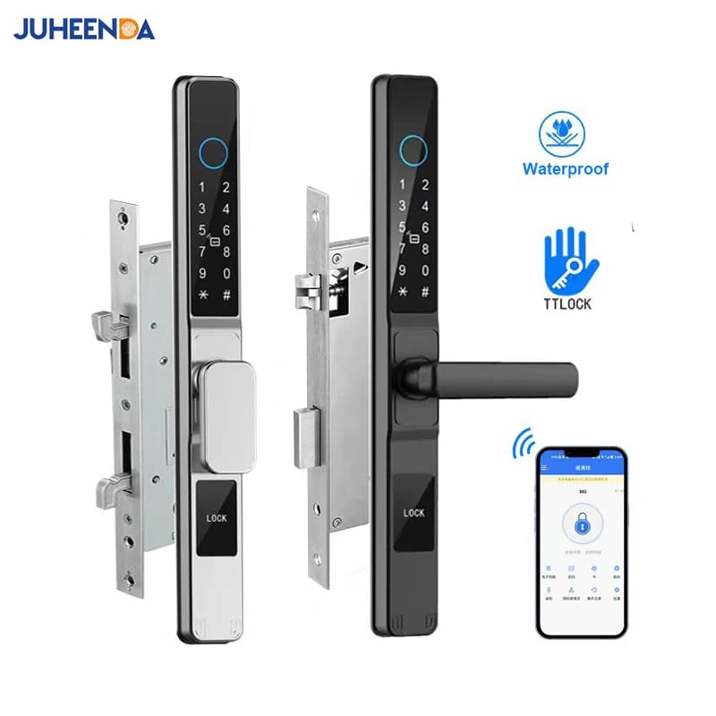 TTLock APP impermeabile Password di impronte digitali Smart Lock per esterno Pull Push porta scorrevole in alluminio 2885/ 3585/ 4585 /6085 da infilare