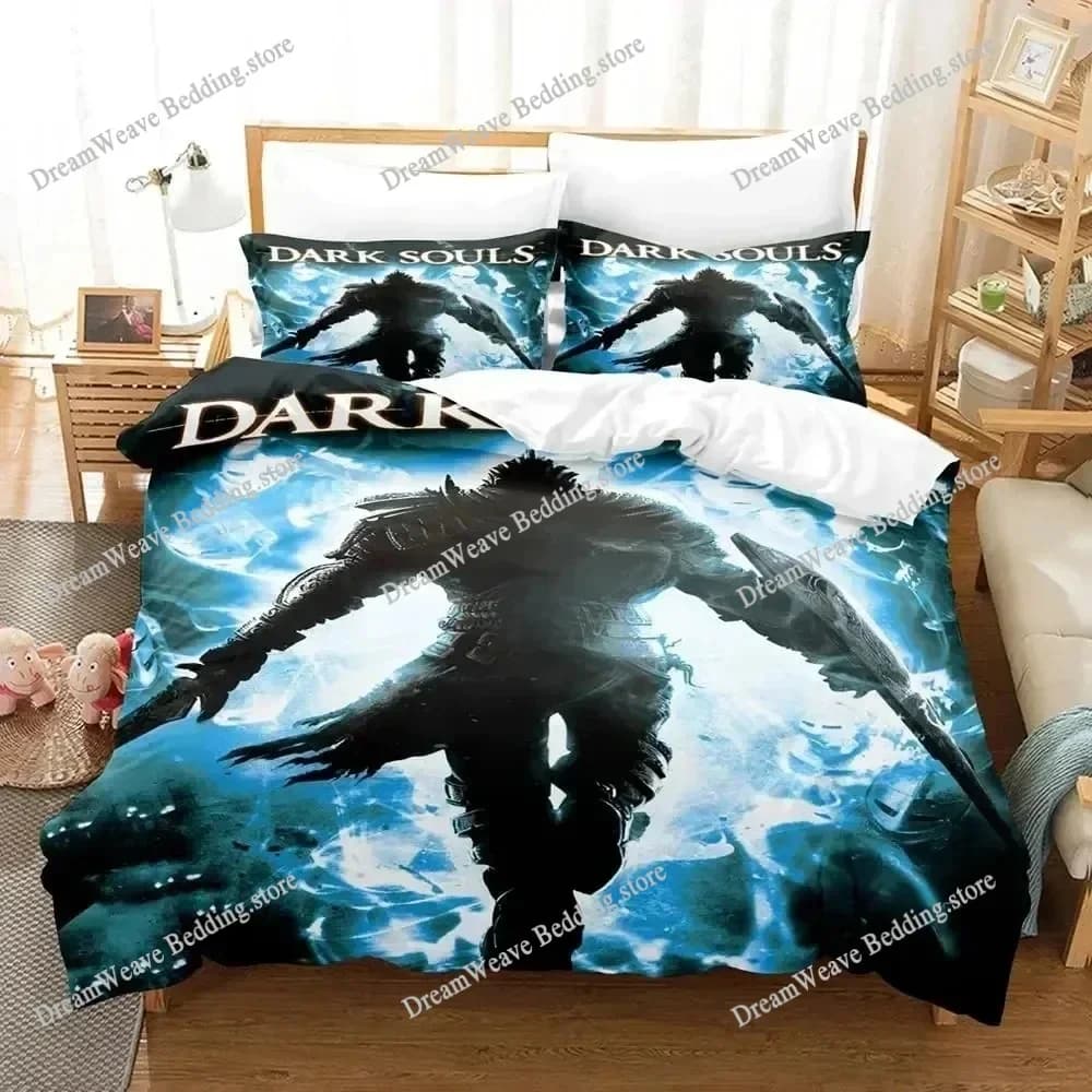 Set di Biancheria da Letto Dark Souls, Copripiumino, Set Completo con Federe, Coperta, Misura King e Queen per Ragazzi e Adulti