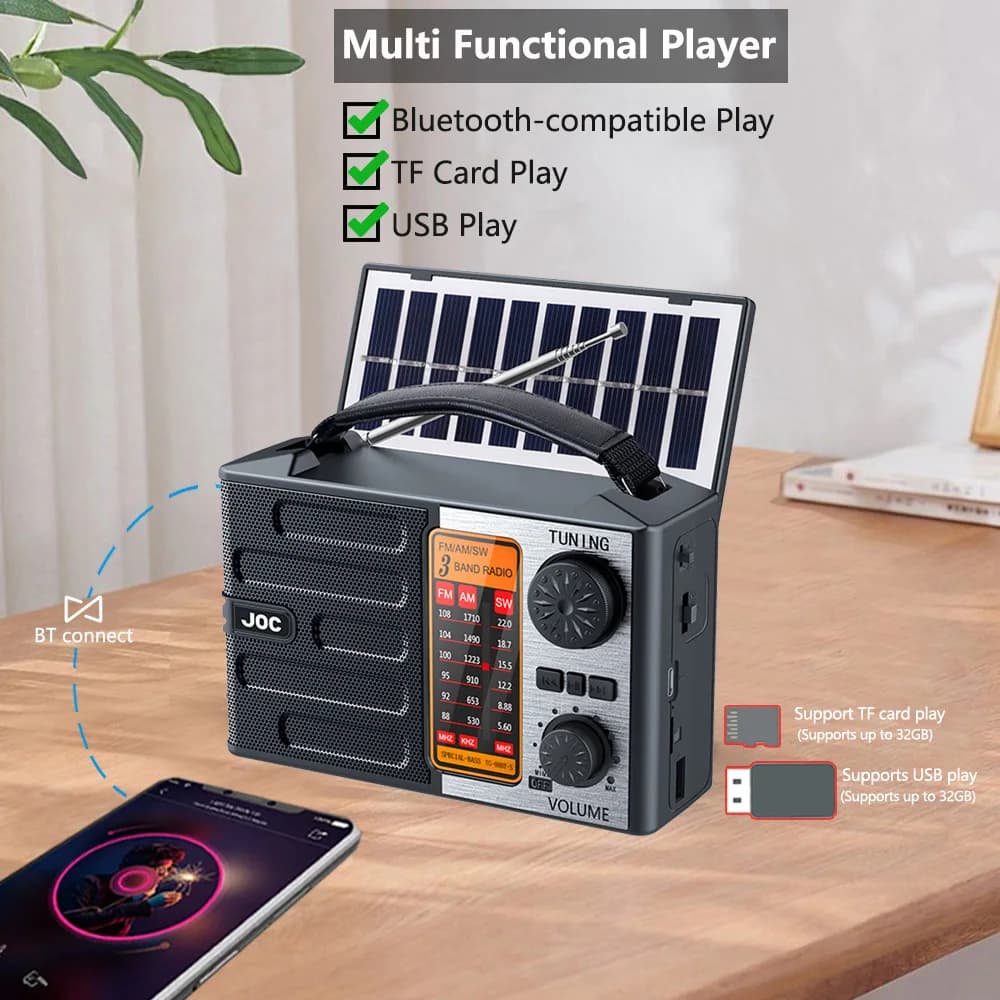 Portable FM/AM/SW Radio Outdoor Wireless Bluetooth Speaker Support TF Card USB Play Receiver Bluetooth Radio AM FM Recargable