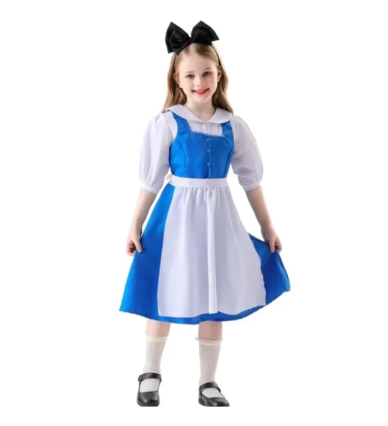 Abito da principessa per bambini Costume cosplay di Halloween Alice nel Paese delle Meraviglie per ragazze Lolita Maid Party Fancy Dress Up