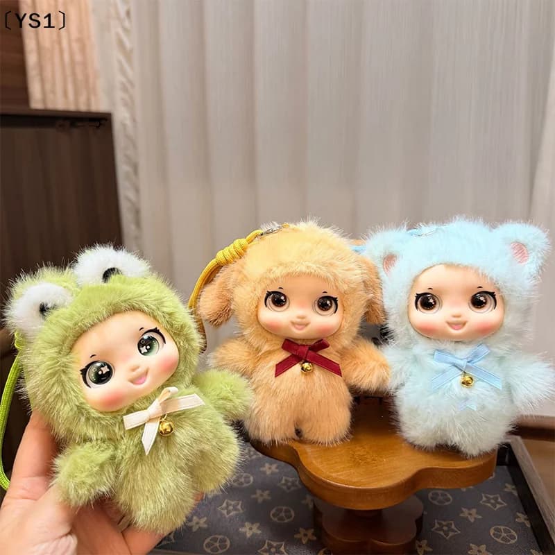 〔YS1〕Simpatici Animali della Serie Famiglia in Vinile con Faccia in Peluche, Ciondolo Decorativo per Zaino, Regali