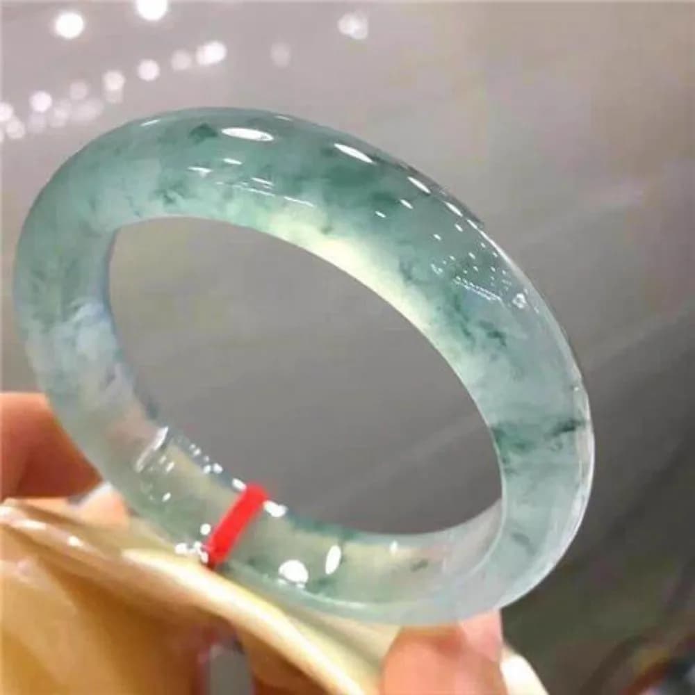 Original Round Jade Bracelet Ice-Seed Floating Flower Green Jade Bangle Hand Ring Charm Jewelry Round Bangle Bracelet Women