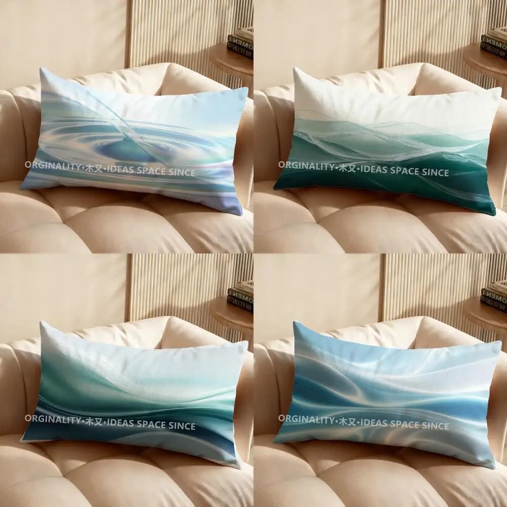 Federa per cuscino con motivo a onde astratte, adatta per divano, camera da letto, auto, cuscino rettangolare per la schiena