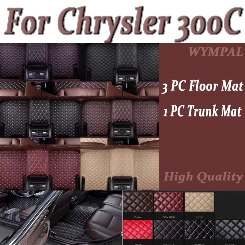 Tappetini per auto in pelle di lusso di lusso per Chrysler 300C 2012 2013 2014 2015 Tappetini per auto impermeabili personalizzati per auto Set completo