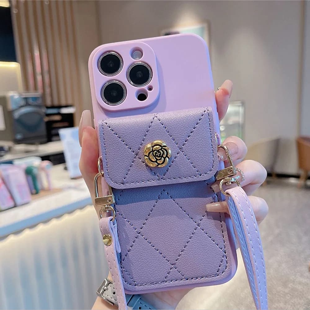 Custodia con cordino a tracolla per Xiaomi Poco X7 X6 Pro M6 F6 F3 F4 X5 X3 NFC POCO C65 C75 Fiore Portafoglio Porta carte Cinghia Cover morbida