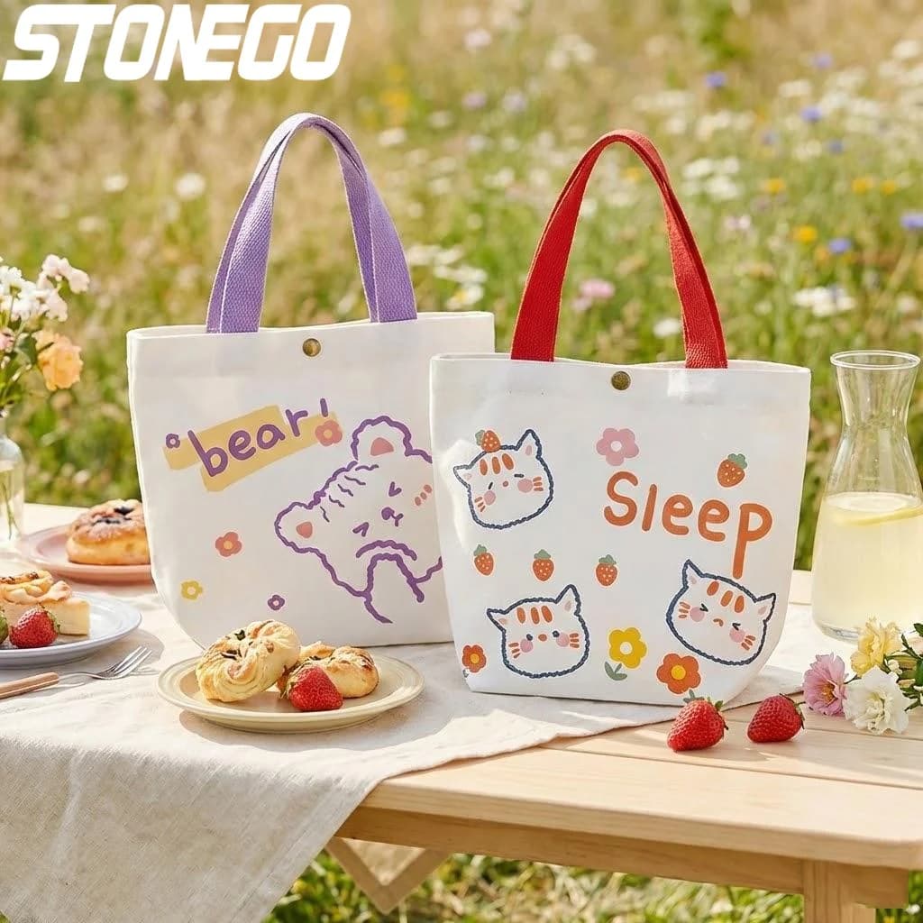Eco Friendly Reusable Large Capacity Cute Casual Canvas Tote Bag for Women Fashionable Korean Style Handbag