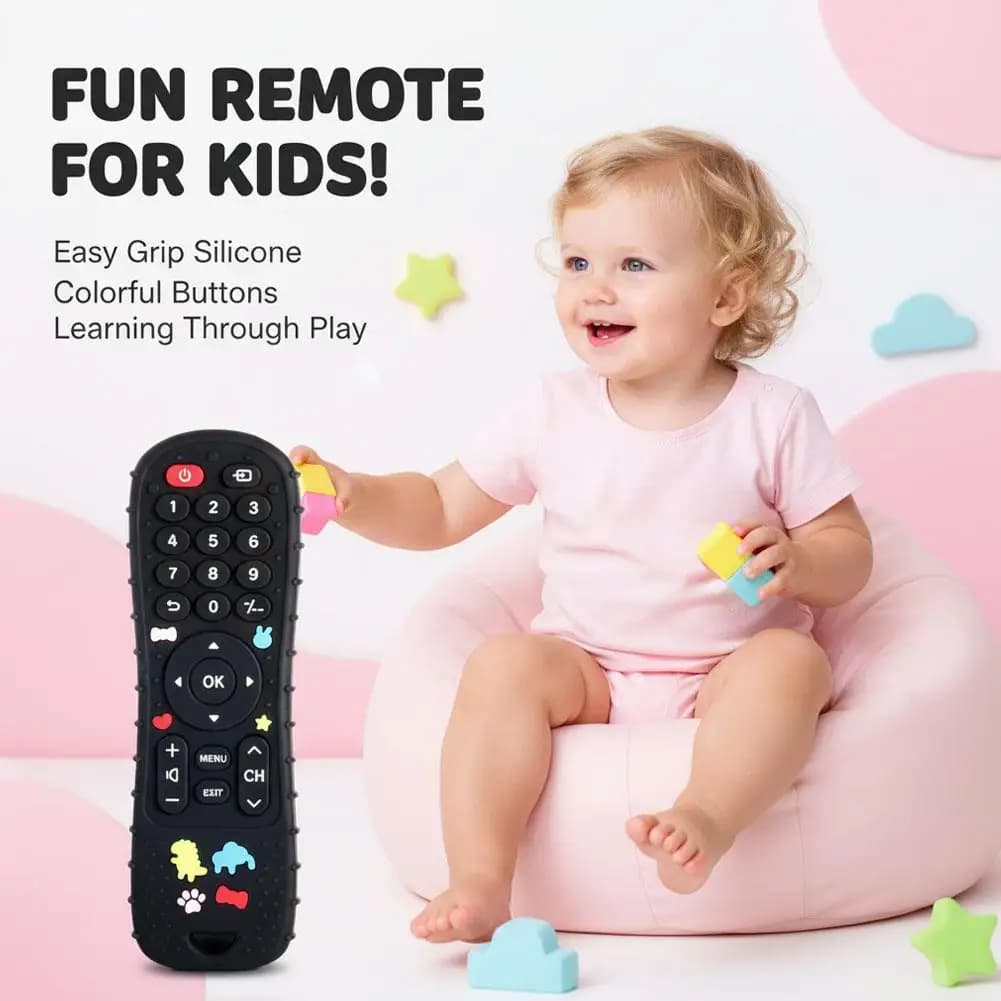 Soft Silicone Teether in Remote Control Shape Ideal Soft Teething Toy for Babies Perfect Children's Holiday Gift Teether Remote