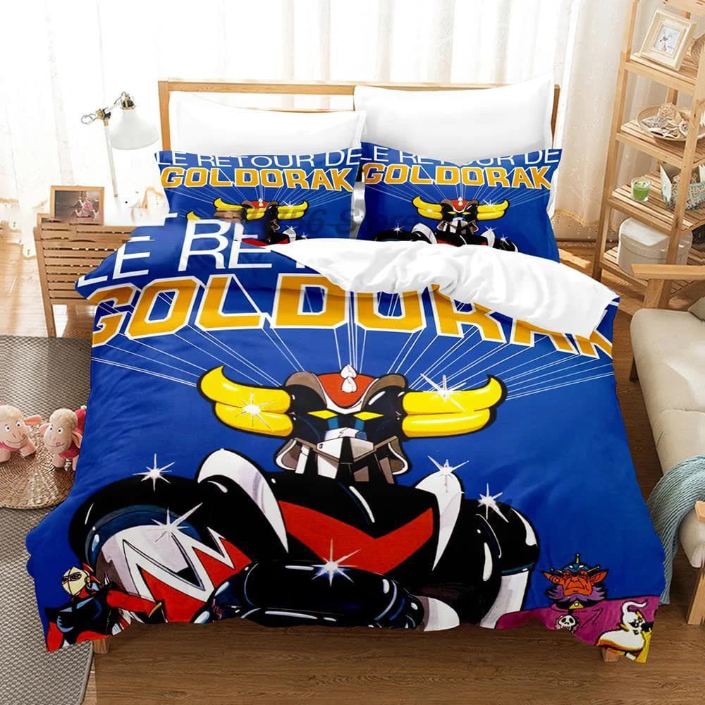 Cartoon Goldorak Grendizer UFO Robo Set Bedlinen Boys Girls Twin Queen Size Cover Federa Bed Children Adults