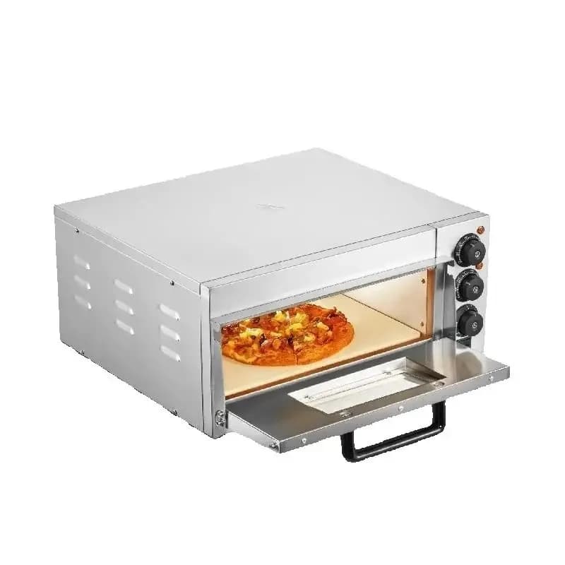 SucceBuy Forno per pizza commerciale Forno per pizza elettrico da banco a ponte singolo in acciaio inossidabile con pietra e manico per pizza