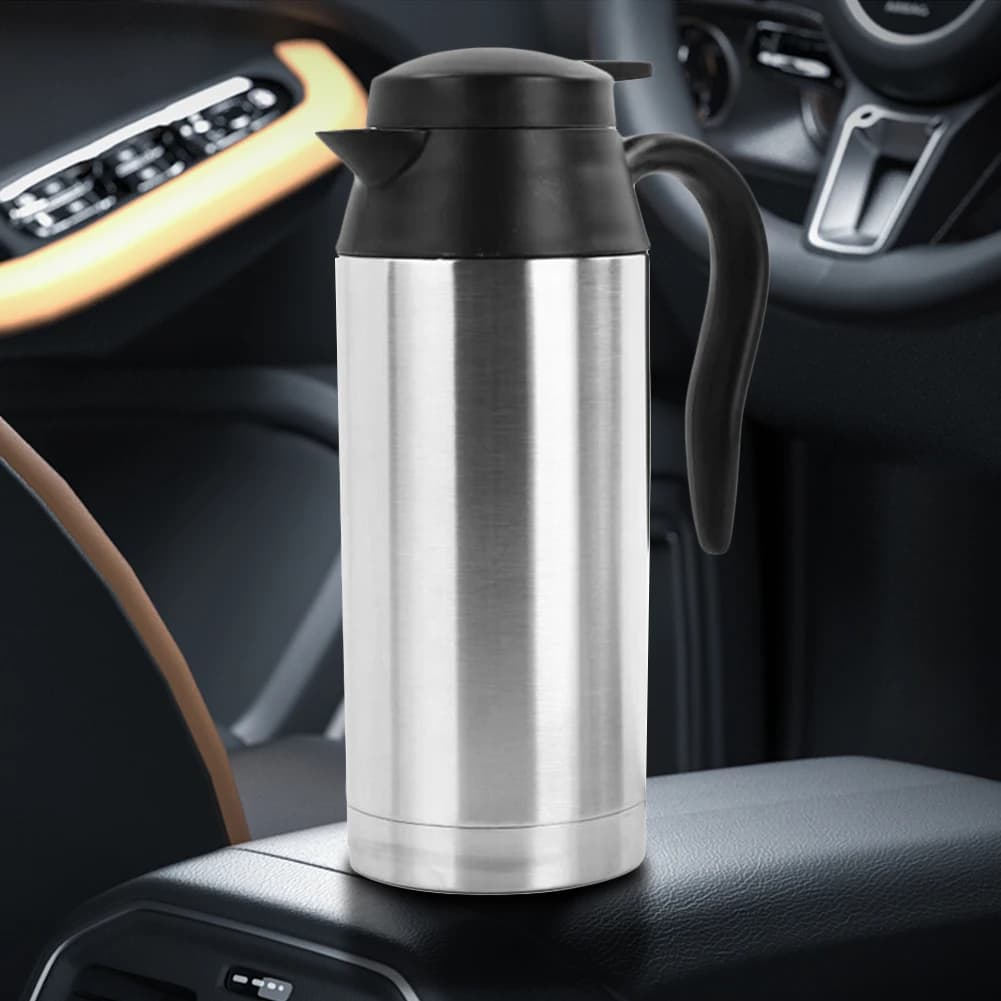 Bollitore Elettrico per Auto 12/24V in Acciaio Inox 750ml, Tazza da Viaggio Riscaldante con Spegnimento Automatico, Bollitura Rapida