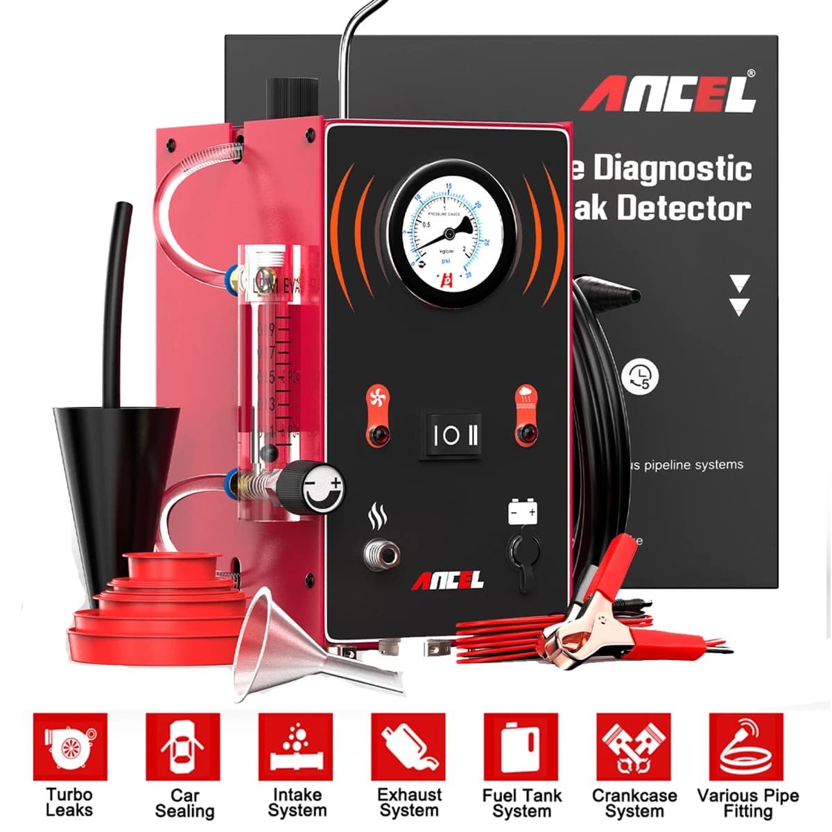 ANCEL S300 EVAP Smoke Machine Automotive Vacuum Leak Detector Tester Adjustable Pressure Car Diagnostic Tool with Full Accessories Overheat Protection